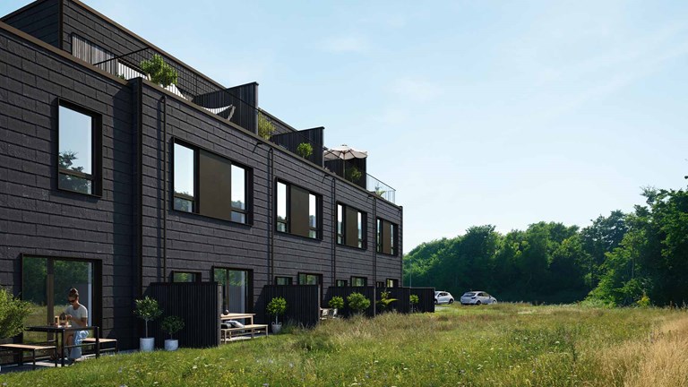 Rækkehuse i grønt område